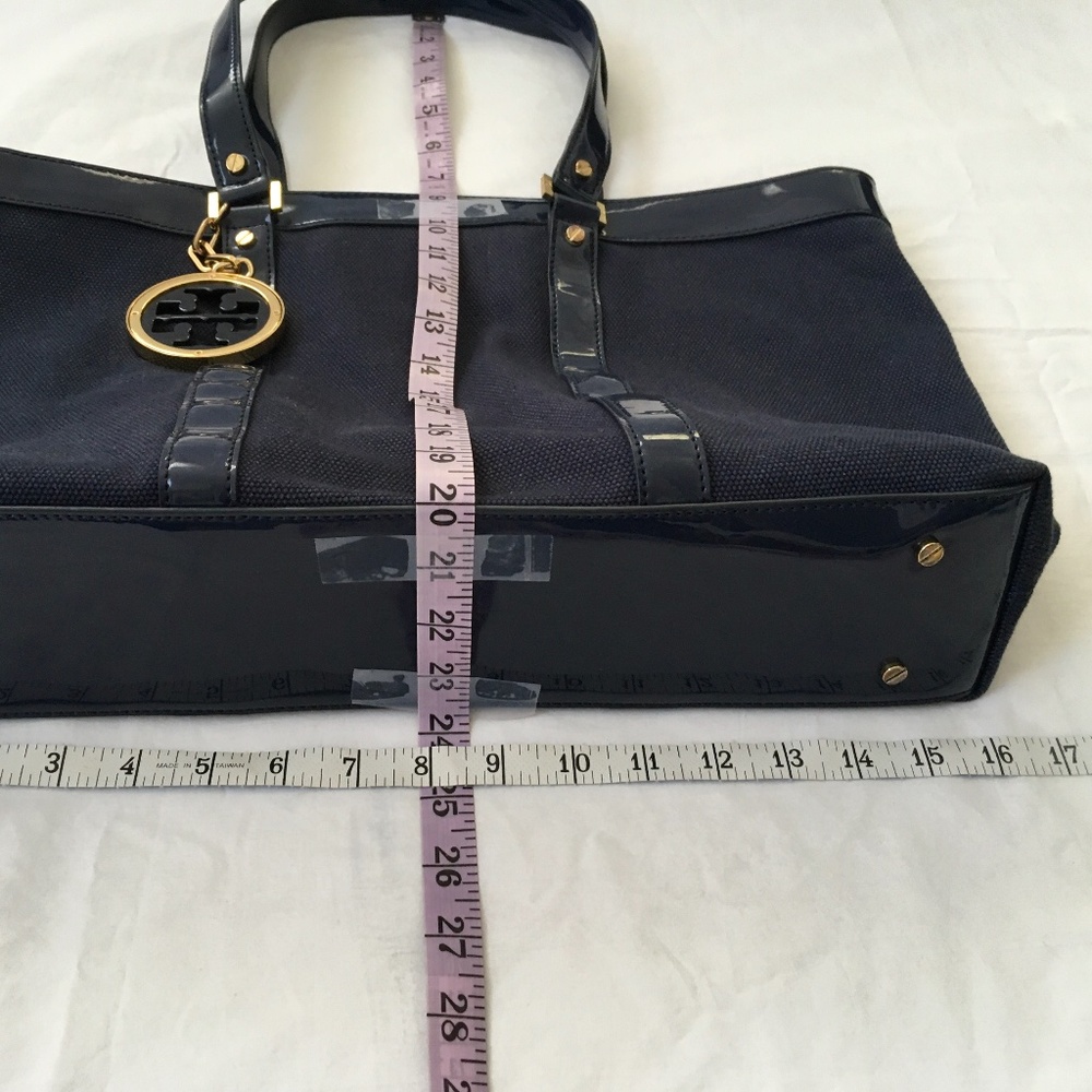 TORY BURCH Vintage Janey Tote Navy Blue - Picture 7 of 9